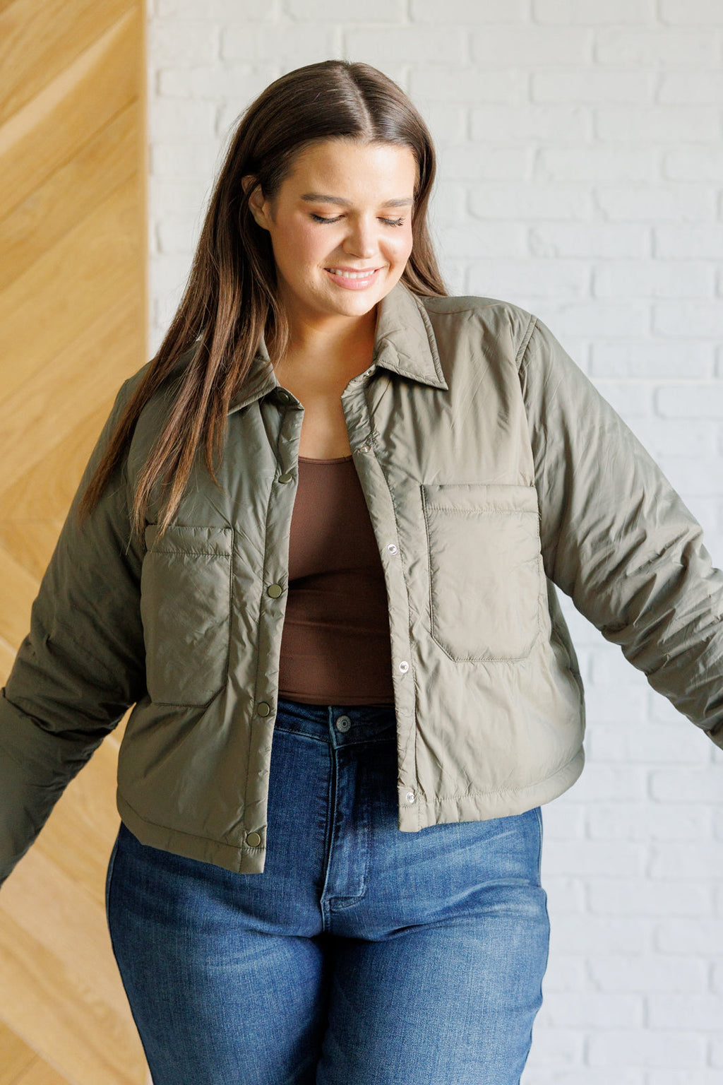 Hazel Blues® |  Hear Me Out Lightweight Puffer Jacket in Olive