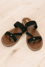 Hazel Blues® |  Heart & Sole Slip on Sandals in Clarity Black