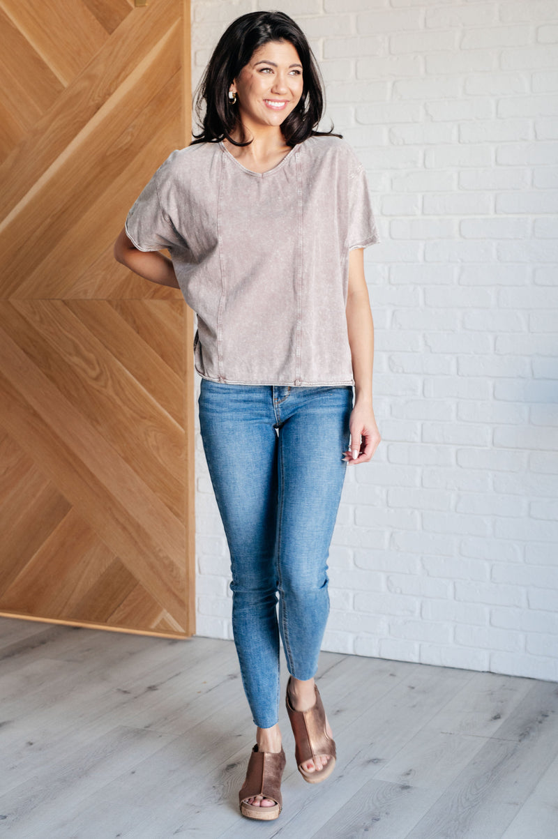 Hazel Blues® |  Here for the Vibes Mineral Wash Spliced Tee