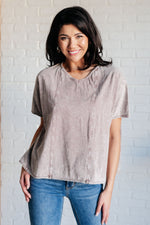 Hazel Blues® |  Here for the Vibes Mineral Wash Spliced Tee