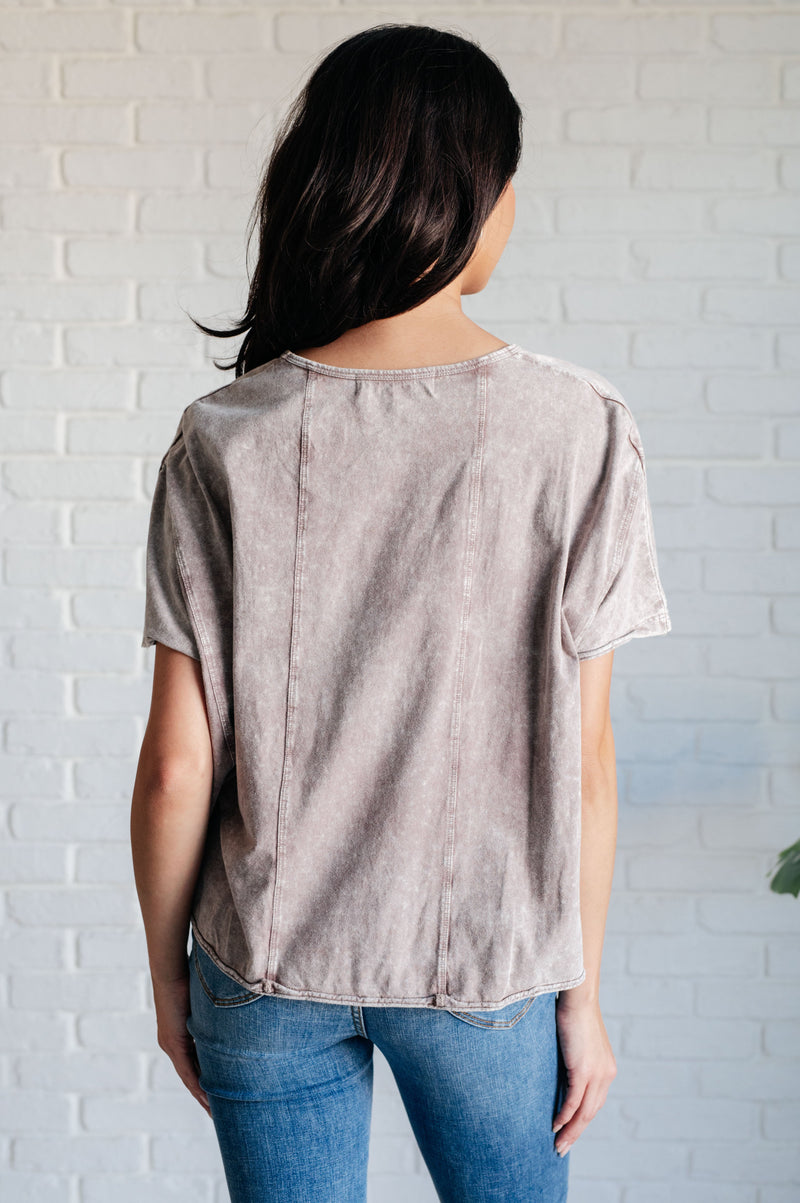 Hazel Blues® |  Here for the Vibes Mineral Wash Spliced Tee