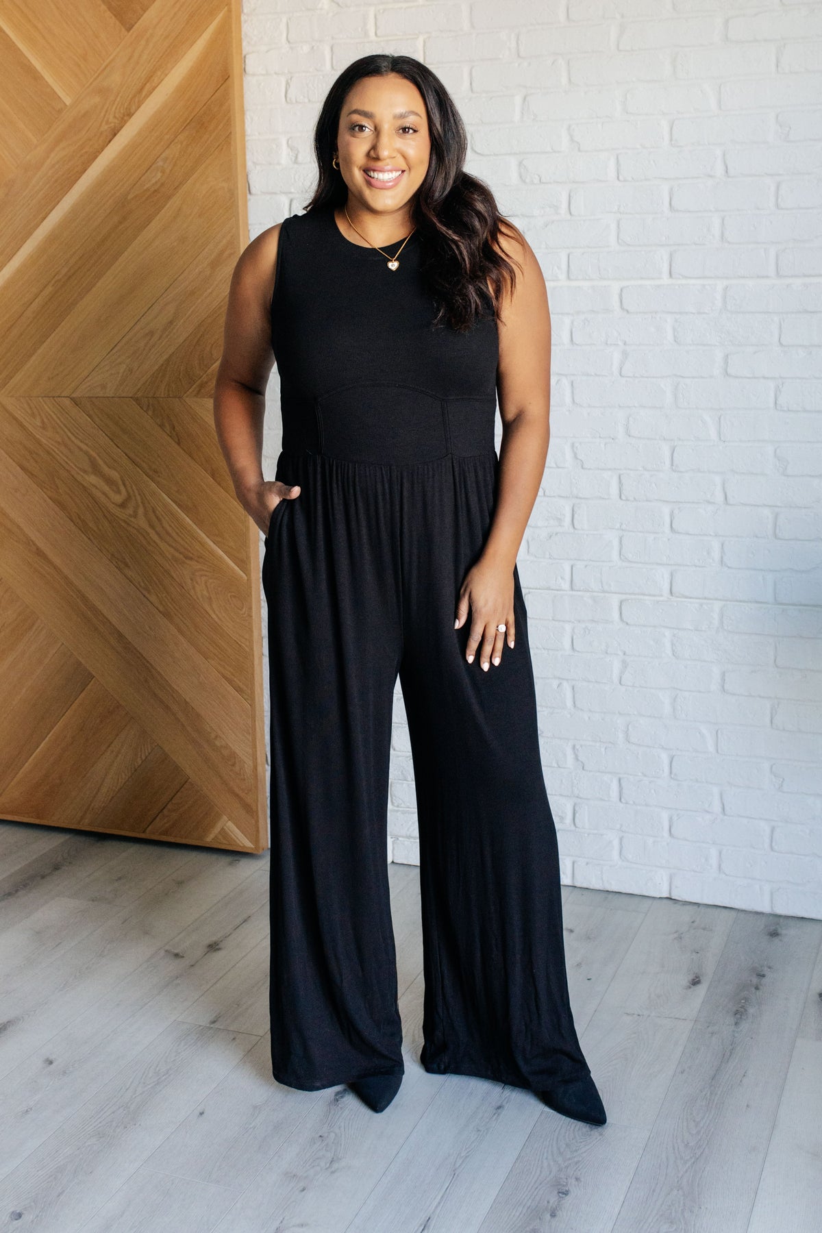 Hazel Blues® |  Hilary Wide Leg Jumpsuit in Black