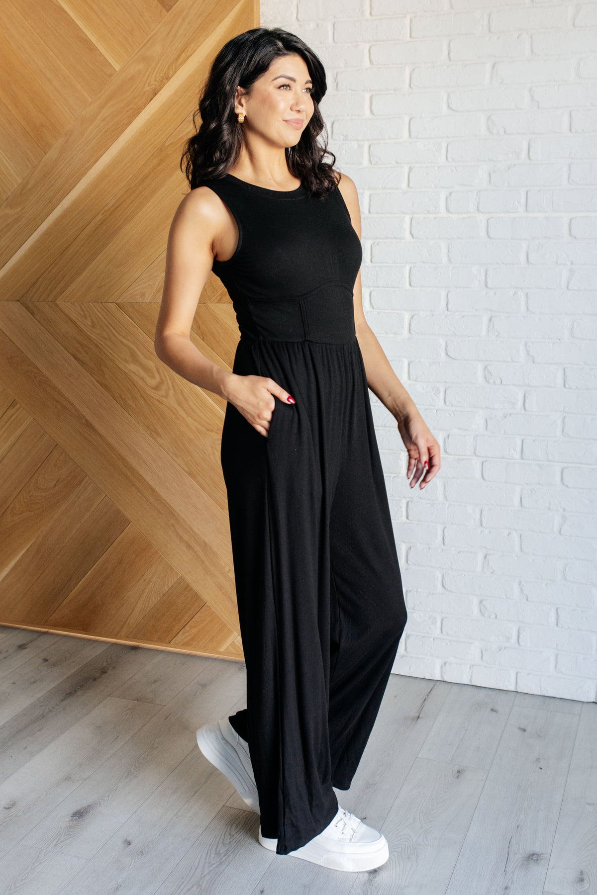 Hazel Blues® |  Hilary Wide Leg Jumpsuit in Black