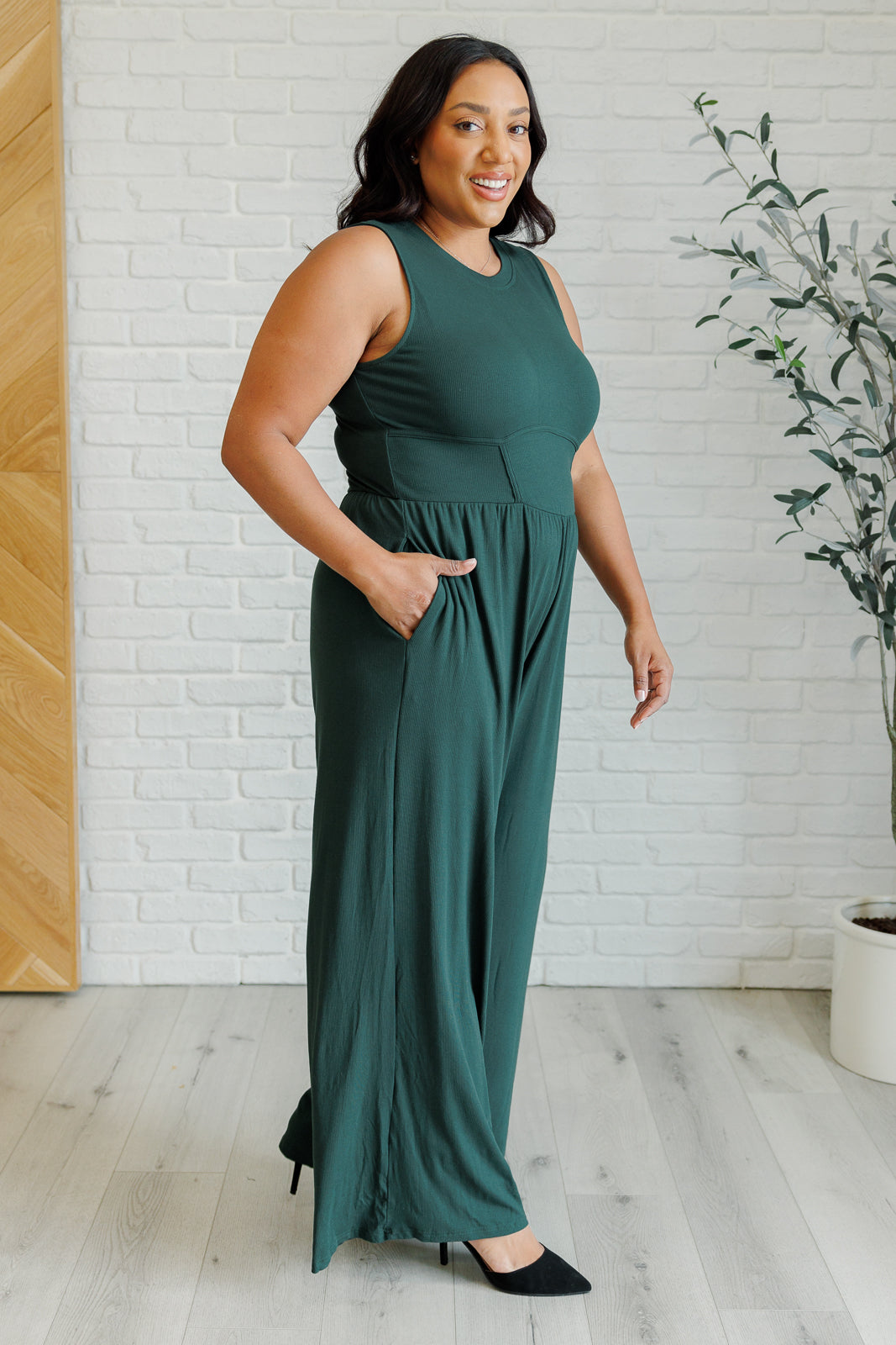 Hazel Blues® |  Hilary Wide Leg Jumpsuit in Green