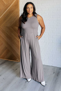 Hazel Blues® |  Hilary Wide Leg Jumpsuit in Grey