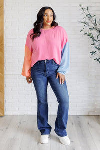 Hazel Blues® |  Hit Me With Your Best Shot Colorblock Top in Bright Pink