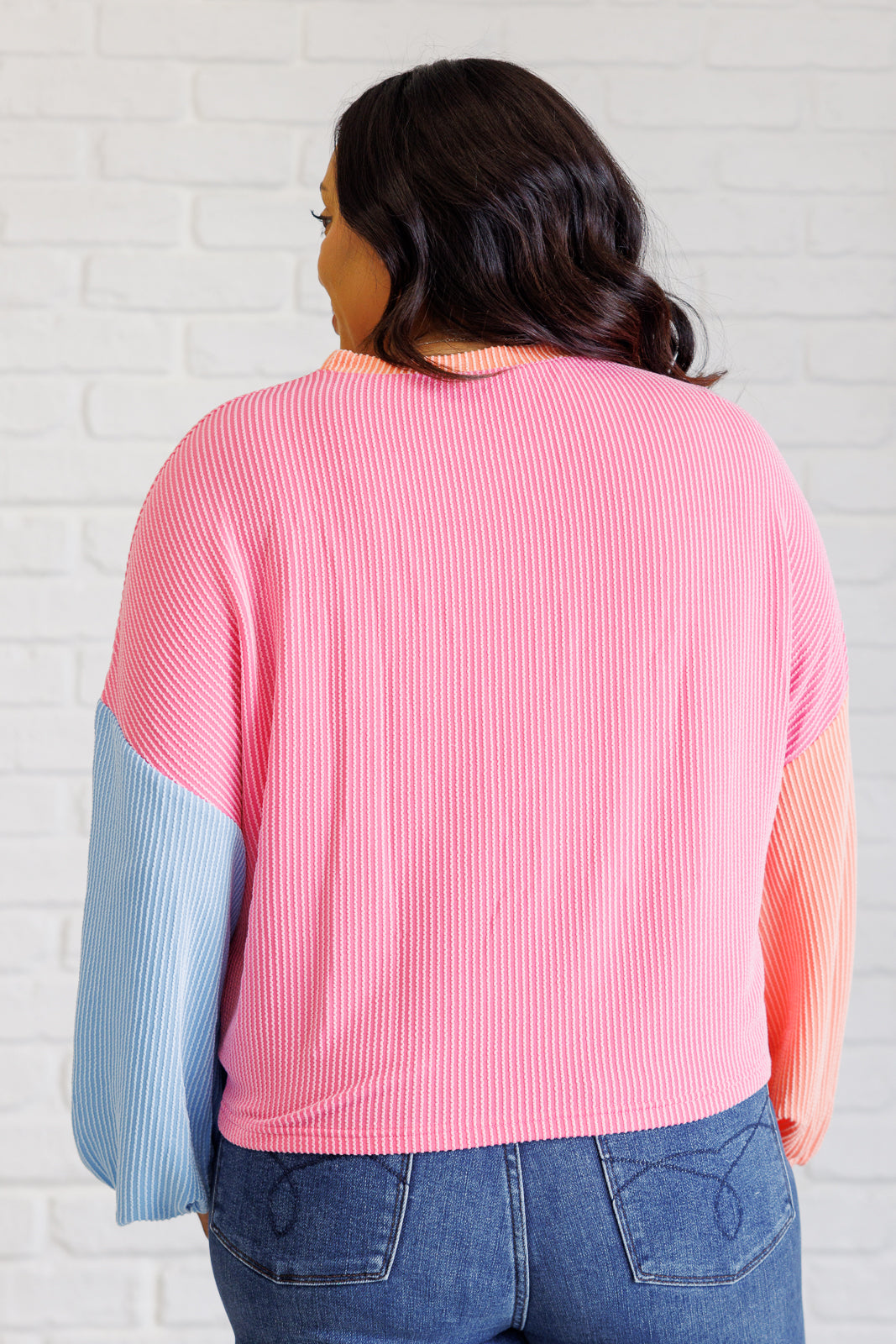 Hazel Blues® |  Hit Me With Your Best Shot Colorblock Top in Bright Pink