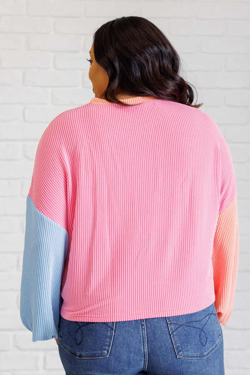 Hazel Blues® |  Hit Me With Your Best Shot Colorblock Top in Bright Pink