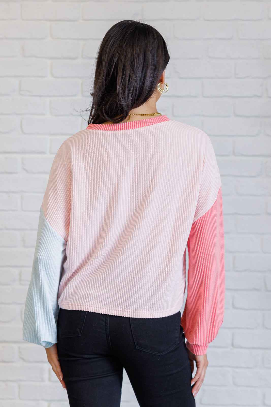 Hazel Blues® |  Hit Me With Your Best Shot Colorblock Top in Light Pink