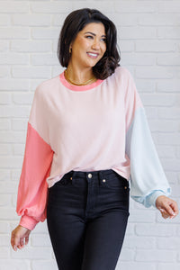 Hazel Blues® |  Hit Me With Your Best Shot Colorblock Top in Light Pink