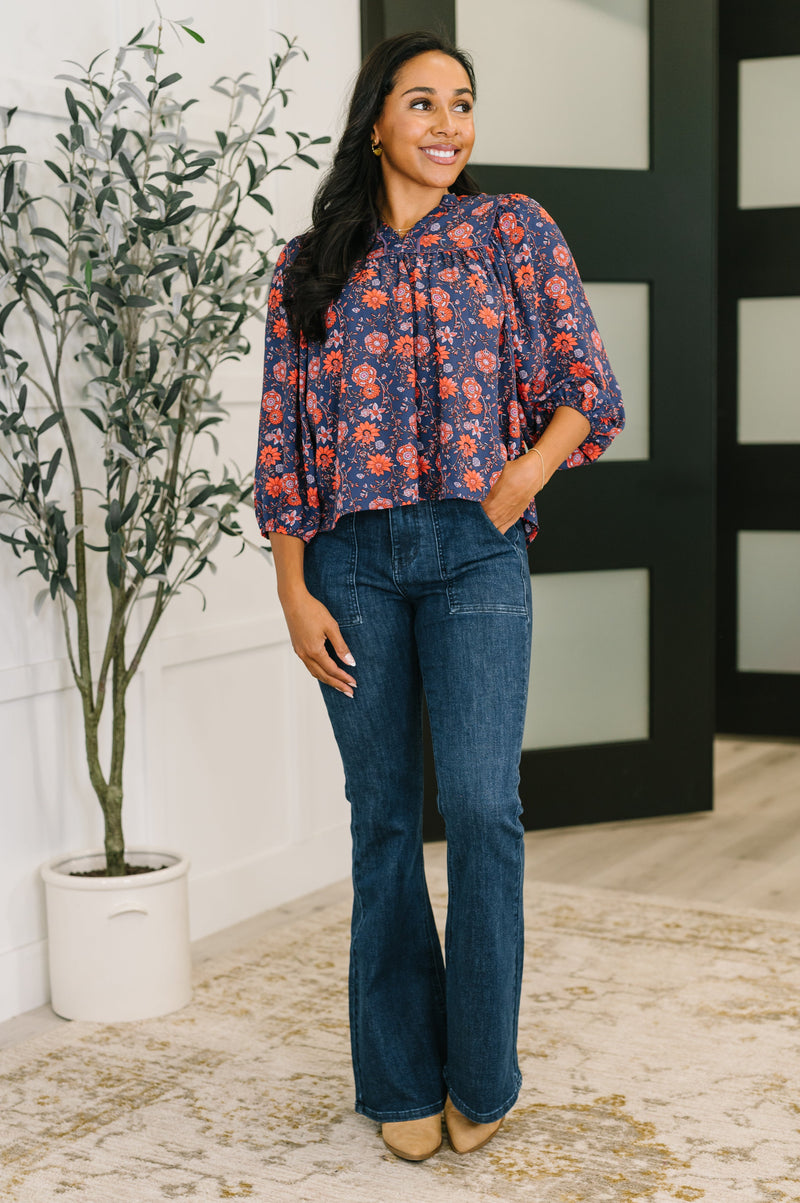 Hazel Blues® |  Hitherto Unknown Floral Babydoll Blouse