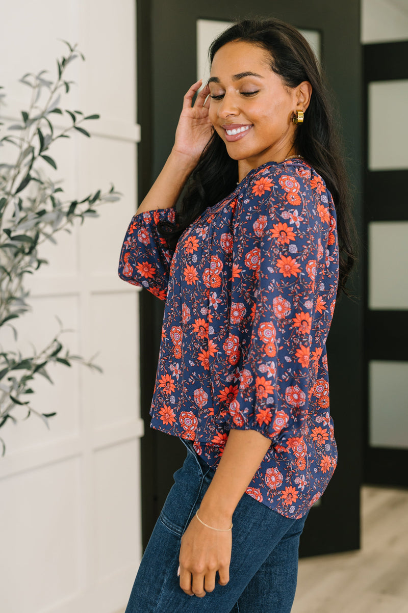 Hazel Blues® |  Hitherto Unknown Floral Babydoll Blouse