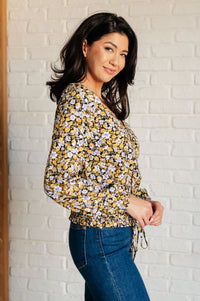 Hazel Blues® |  Honey Honey Floral Smocked Blouse in Black