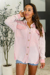 Hazel Blues® |  Hot & Unbothered Full Front Button Down Shacket in Pink
