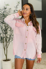 Hazel Blues® |  Hot & Unbothered Full Front Button Down Shacket in Pink