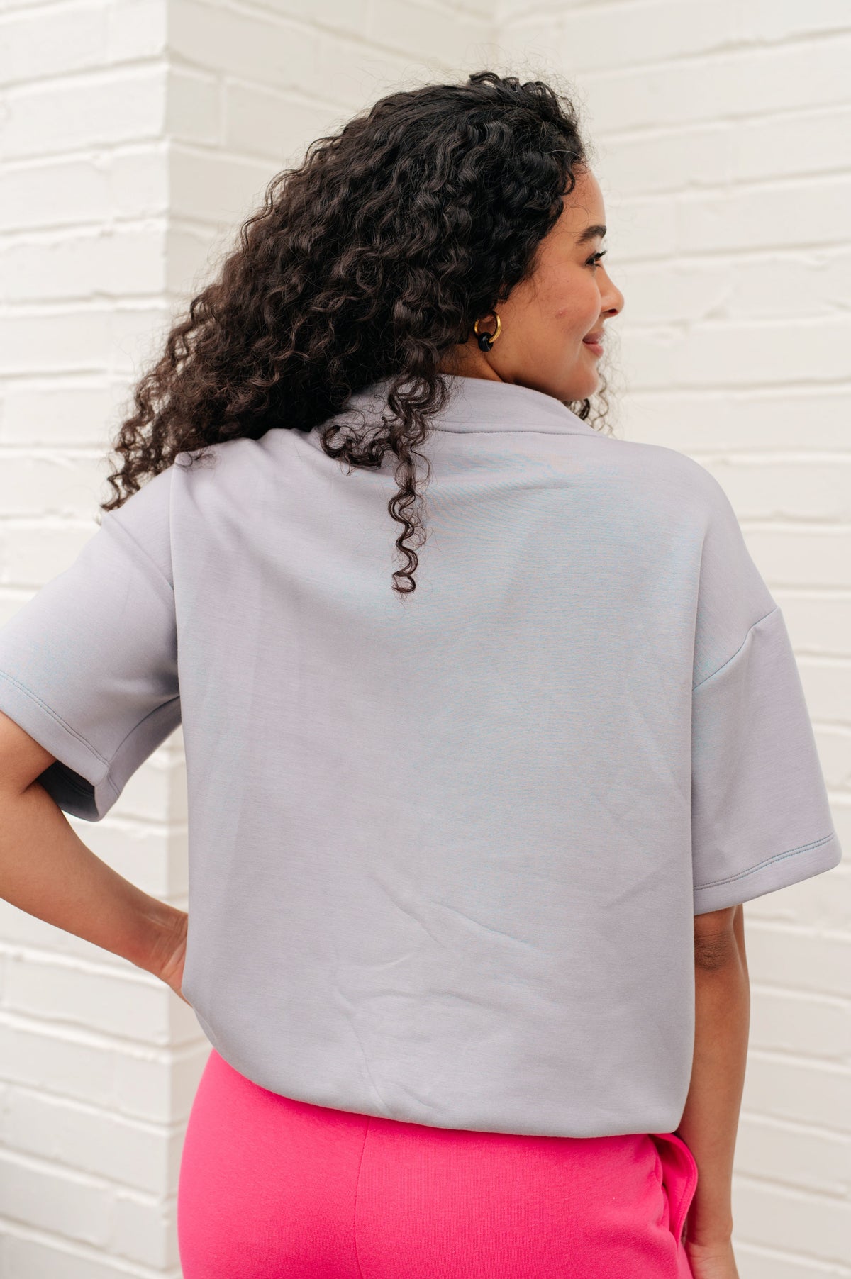 Hazel Blues® |  I Just Felt Like It Mock Neck Top in Mystic Grey