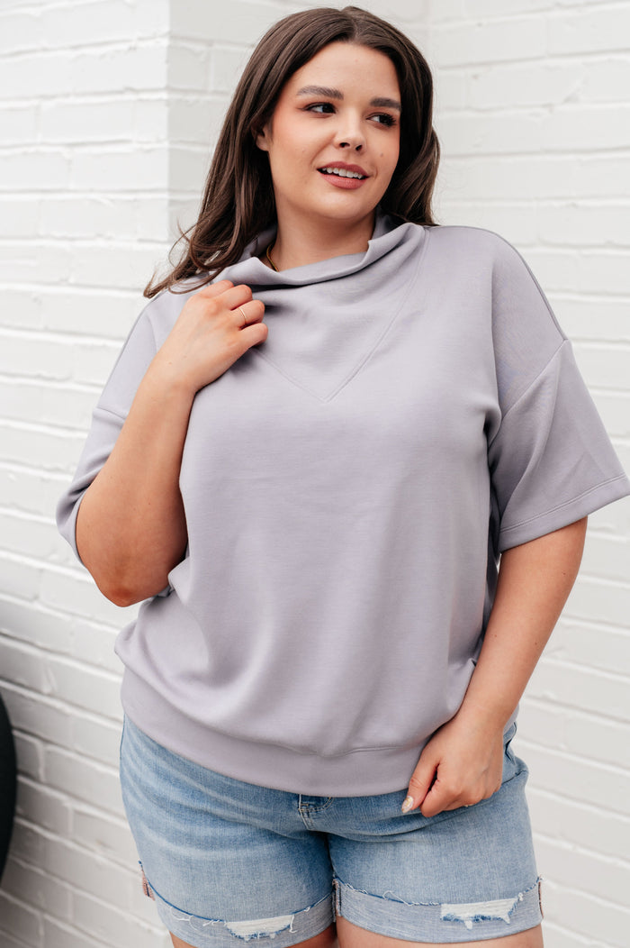 Hazel Blues® |  I Just Felt Like It Mock Neck Top in Mystic Grey