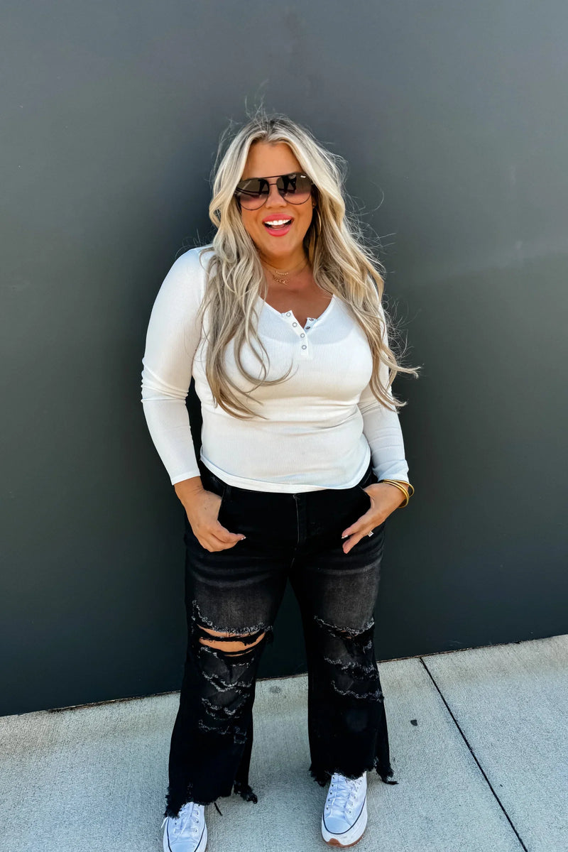 Hazel Blues® |  Fall Brooklyn Snap Henley Top