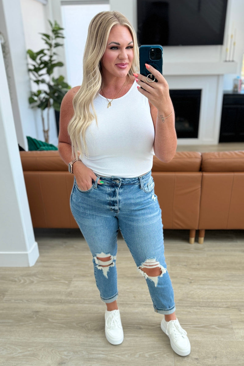 Hazel Blues® |  Frankie High Waist Distressed Boyfriend Jeans