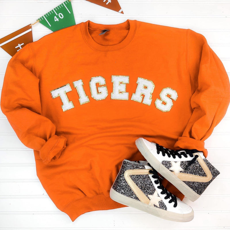 HAZEL BLUES® | GAME DAY PATCH SWEATSHIRT: ORANGE TIGERS