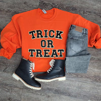 3Blues Designs |   Hazel Blues® |  Trick or Treat Chenille Patch Sweatshirt