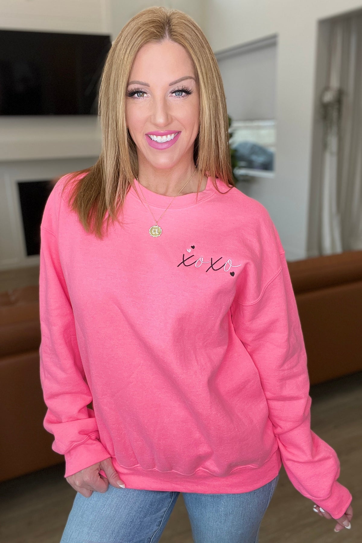 Hazel Blues® |  XOXO Embroidered Sweatshirt