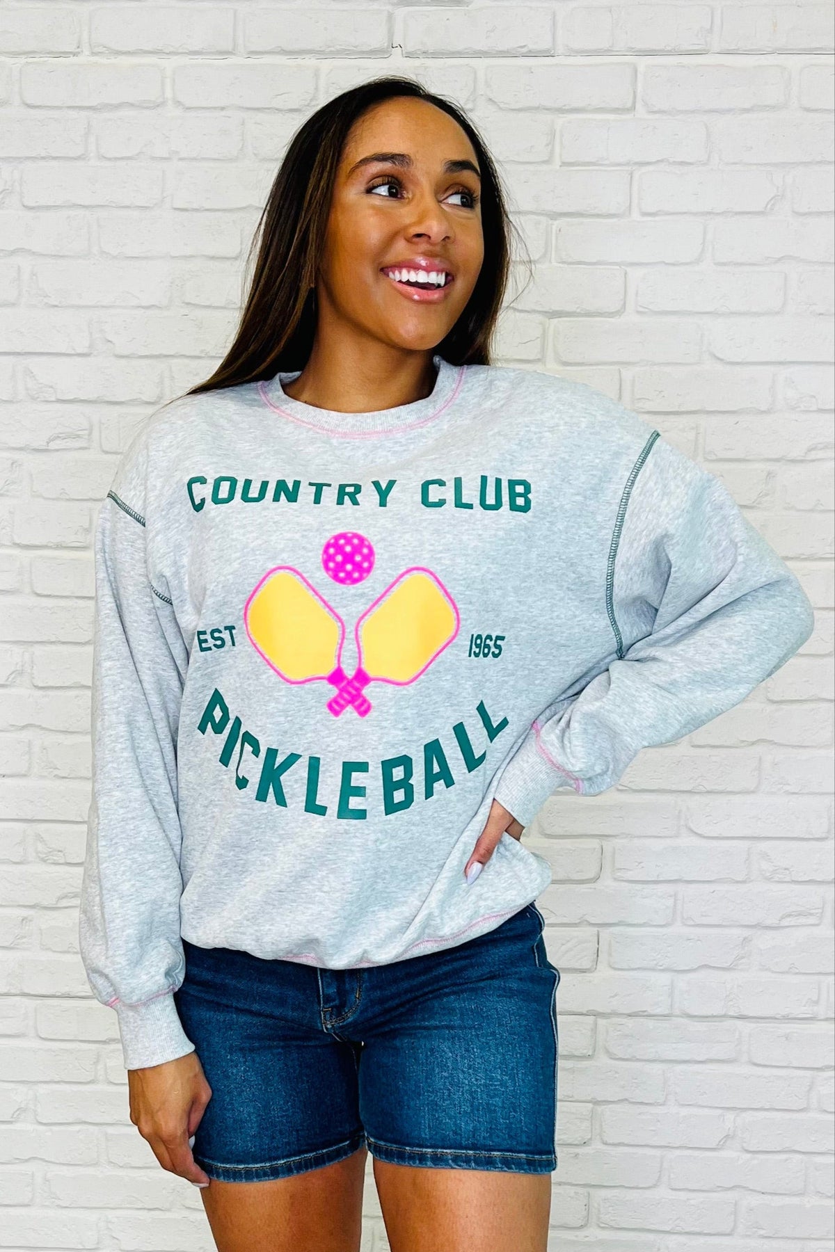 Hazel Blues® |  Country Club Pickle Ball Graphic Sweatshirt