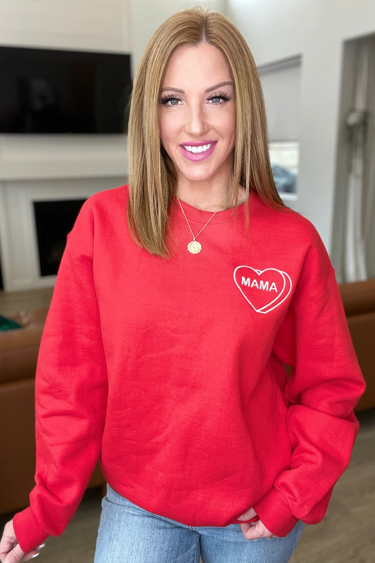 Hazel Blues® |  Matching Mama Embroidered Sweatshirt