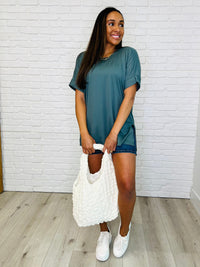 Hazel Blues® |  Comfy Cruising Top and Biker Shorts Set in Ash Jade