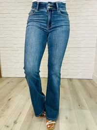 Hazel Blues® |  Ariana High Rise Double Button Waistband Flare Jeans