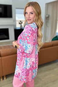 Hazel Blues® |  Lizzy Cardigan in Pink Patchwork Floral