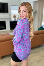 Hazel Blues® |  Lizzy Top in Teal and Magenta Damask