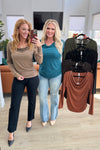 Hazel Blues® |  Ruched Cowl Neck Top in Mocha
