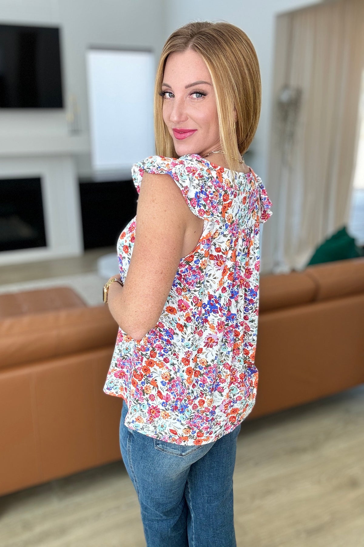 Hazel Blues® |  Take A Risk Floral Square Neck Top