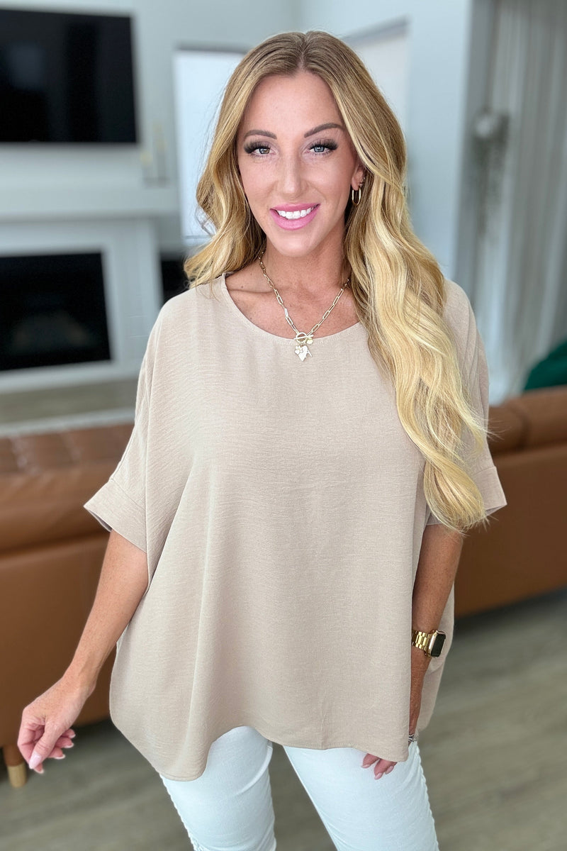 Hazel Blues® |  Feels Like Me Dolman Sleeve Top in Taupe