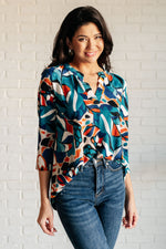 Hazel Blues® |  I Think Different Top in Abstract Teal