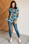 Hazel Blues® |  I Think Different Top in Abstract Teal