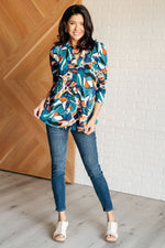 Hazel Blues® |  I Think Different Top in Abstract Teal