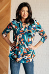 Hazel Blues® |  I Think Different Top in Abstract Teal