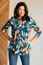 Hazel Blues® |  I Think Different Top in Abstract Teal