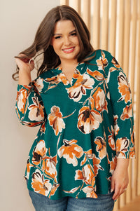 Hazel Blues® |  I Think Different Top in Teal Floral