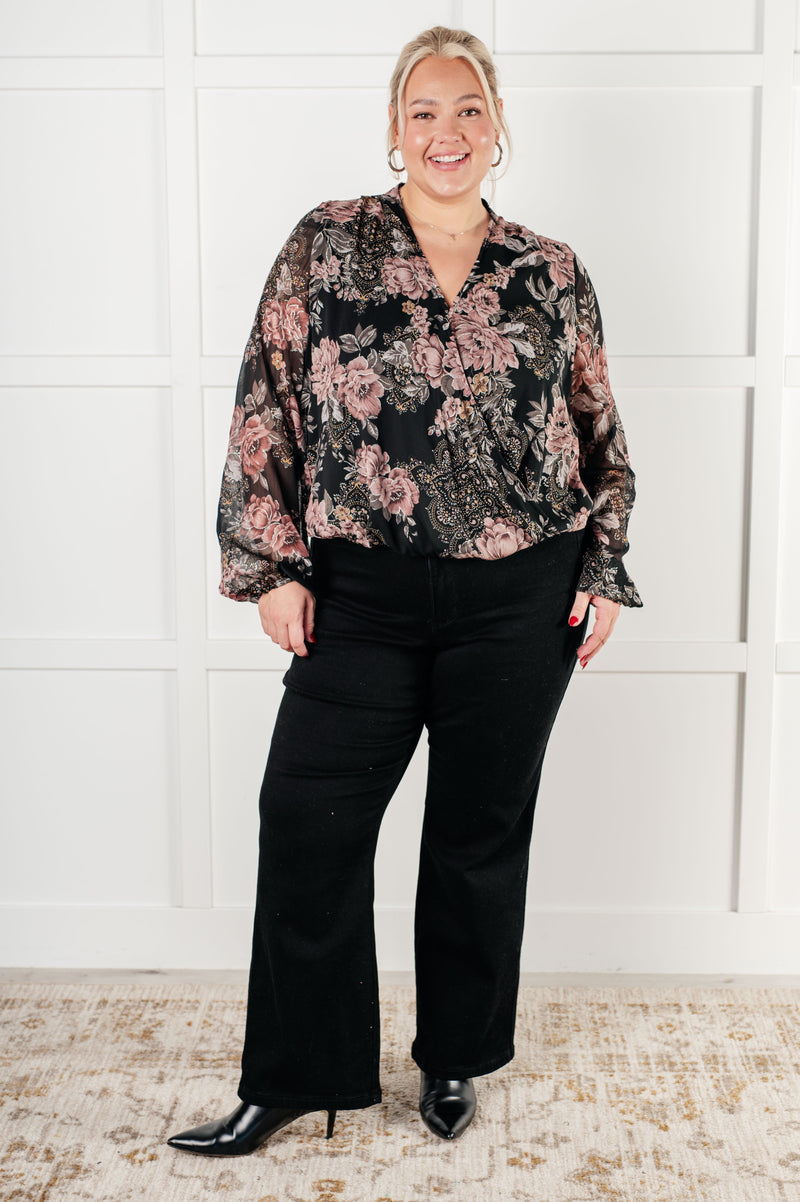 Hazel Blues® |  I Wish We Had it All Surplice Floral Blouse