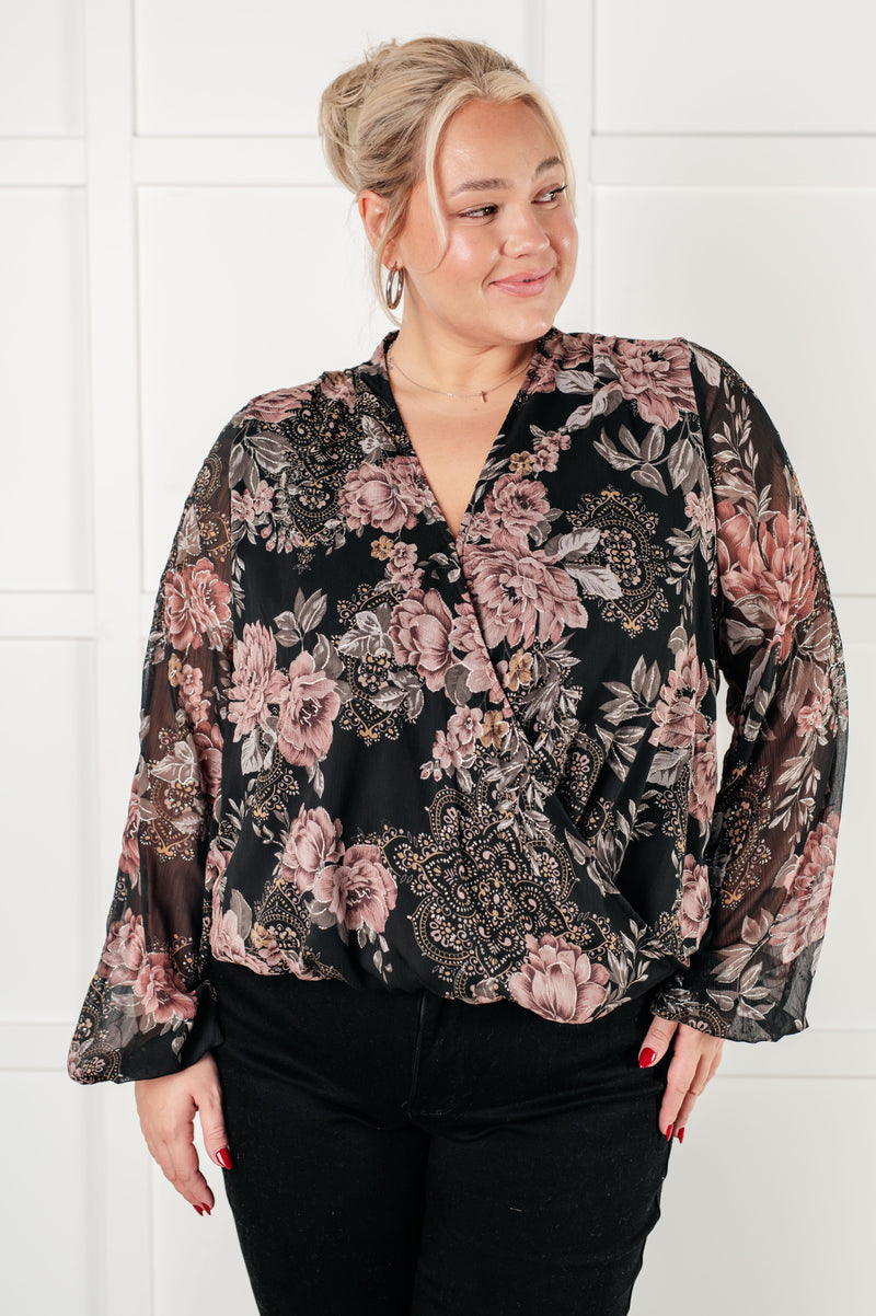 Hazel Blues® |  I Wish We Had it All Surplice Floral Blouse