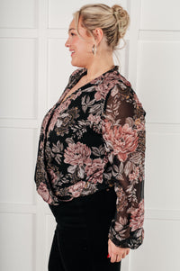 Hazel Blues® |  I Wish We Had it All Surplice Floral Blouse