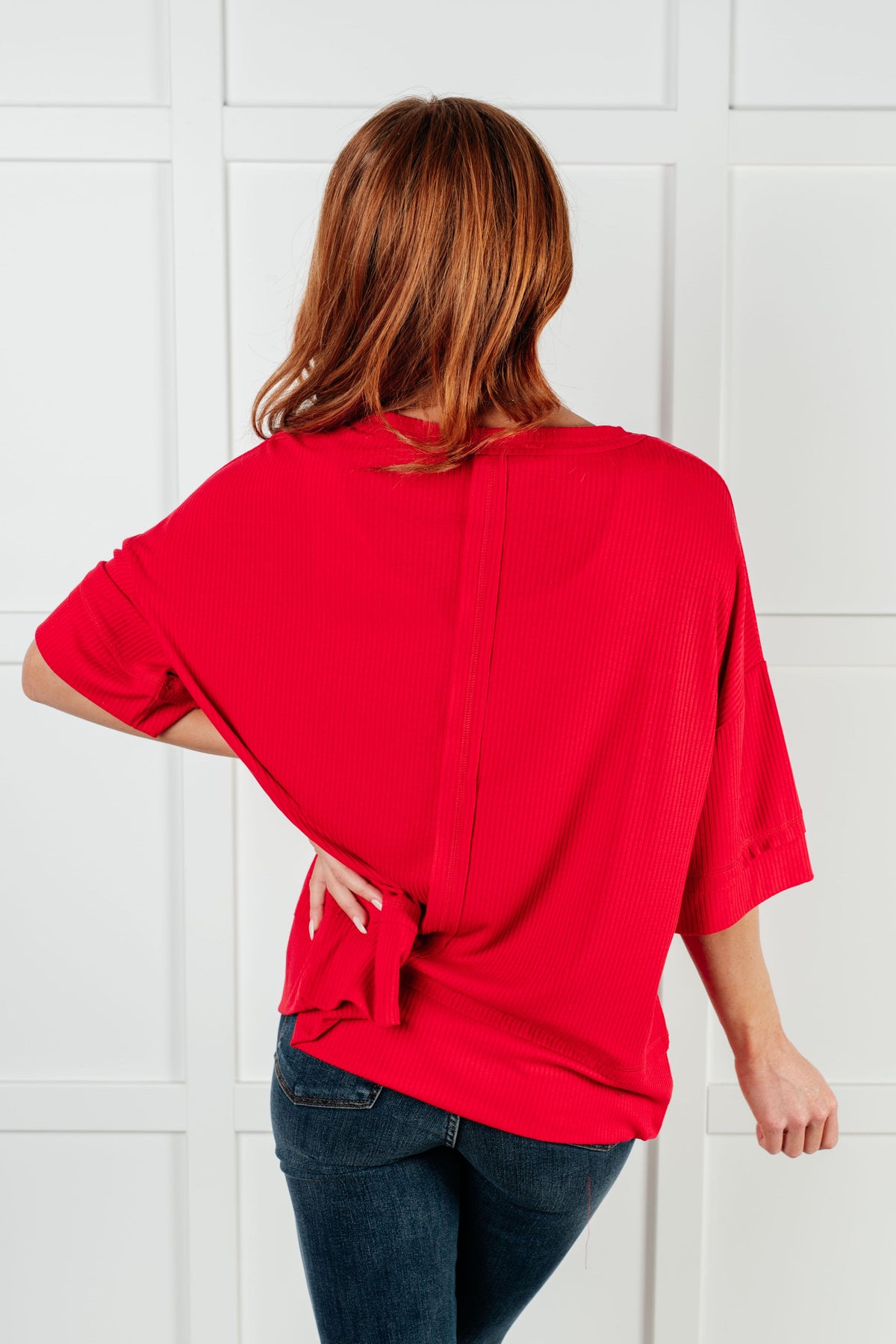 Hazel Blues® |  I'll Never Forget Ribbed Dolman Sleeve Top in Red