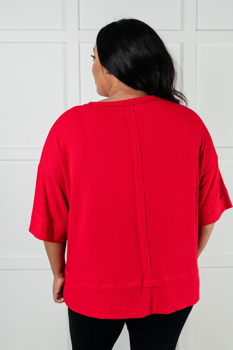 Hazel Blues® |  I'll Never Forget Ribbed Dolman Sleeve Top in Red