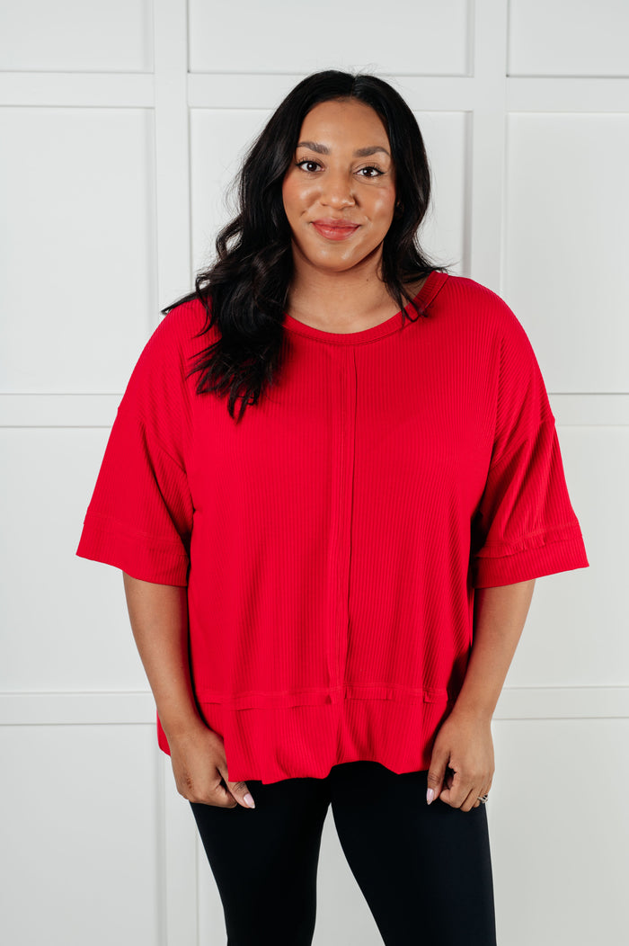 Hazel Blues® |  I'll Never Forget Ribbed Dolman Sleeve Top in Red