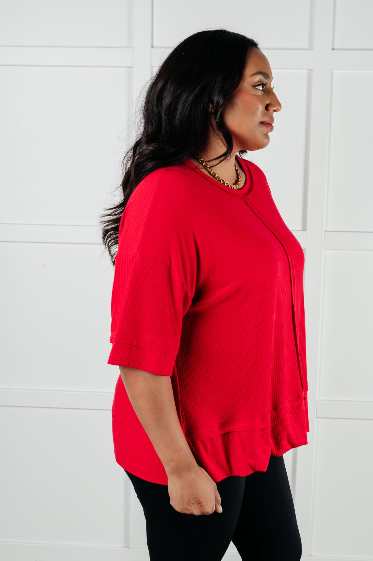 Hazel Blues® |  I'll Never Forget Ribbed Dolman Sleeve Top in Red