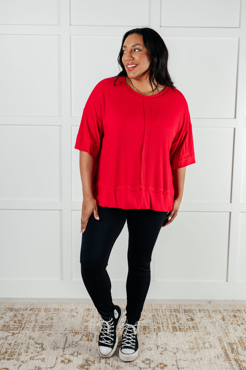 Hazel Blues® |  I'll Never Forget Ribbed Dolman Sleeve Top in Red