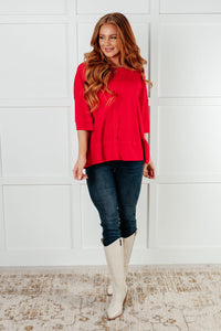 Hazel Blues® |  I'll Never Forget Ribbed Dolman Sleeve Top in Red